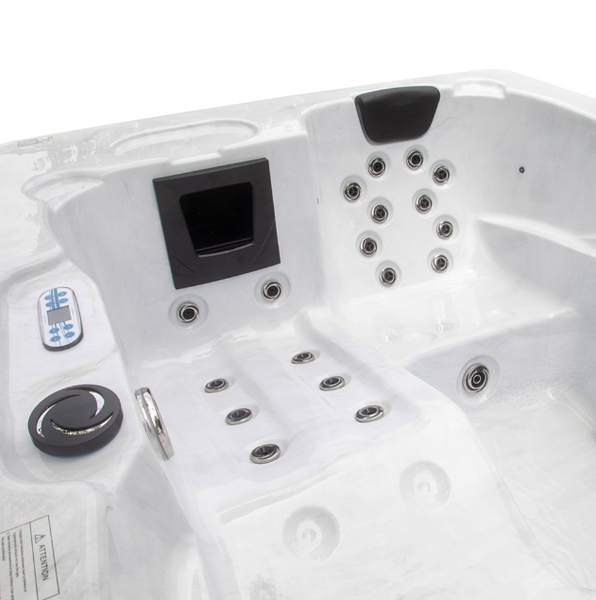Jacuzzi zewnętrzne White Marble z pokrywą i schodkami