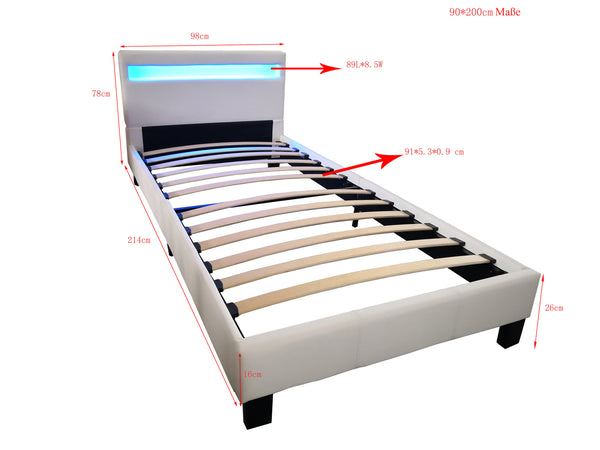 Łóżko LED ASTRO - 90 x 200 cm białe