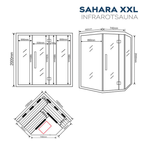 Sauna na podczerwień SAHARA - XXL z promiennikiem pełnego spektrum