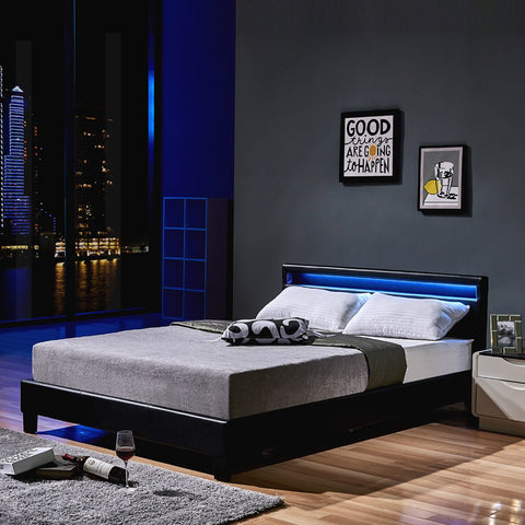 Łóżko LED ASTRO - 140 x 200 cm czarne