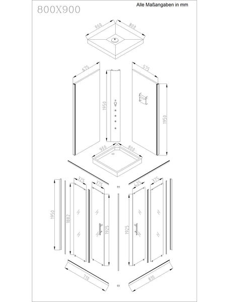 Kabina prysznicowa VENUS - S 90 x 80 cm