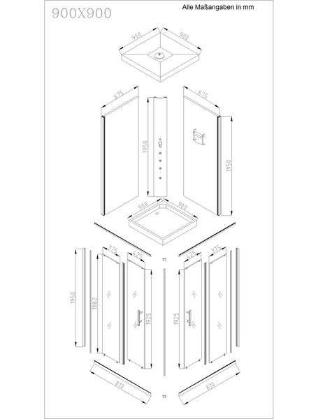 Kabina prysznicowa VENUS - M 90 x 90 cm