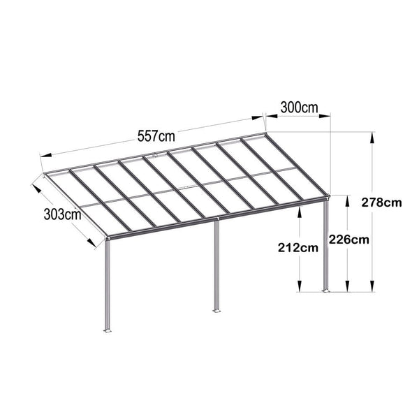 Zadaszenie tarasu Solis antracyt 557 x 303 x 226/278 cm