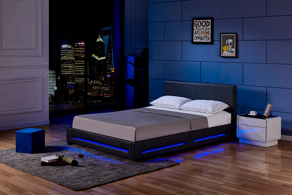 Łóżko LED ASTEROID - 140 x 200 cm czarne