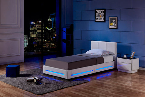 Łóżko LED ASTEROID - 90 x 200 cm białe