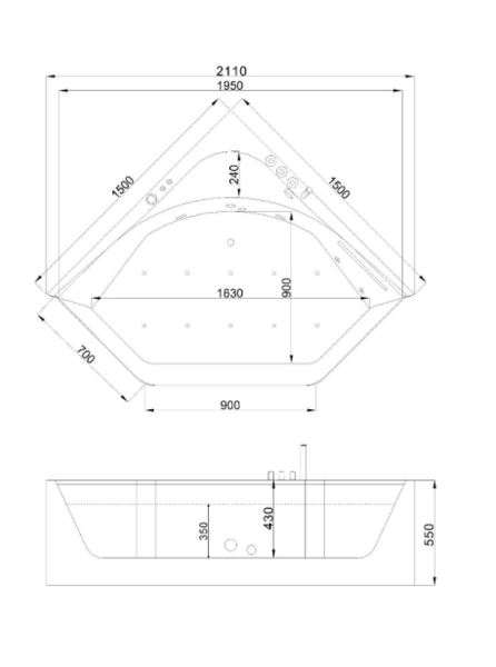 Dwuosobowa wanna z hydromasażem Pacifico 150x150