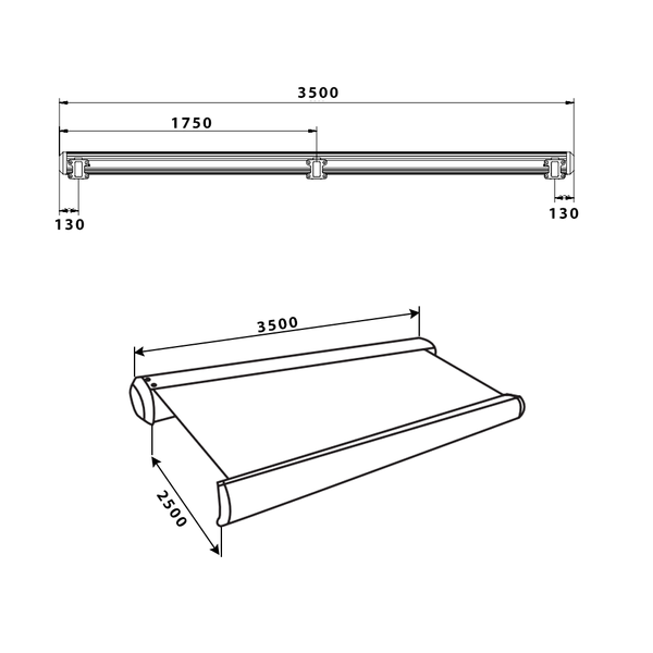 Markiza kasetowa pełna LED ELOS - 350 x 250 cm kolor piaskowy