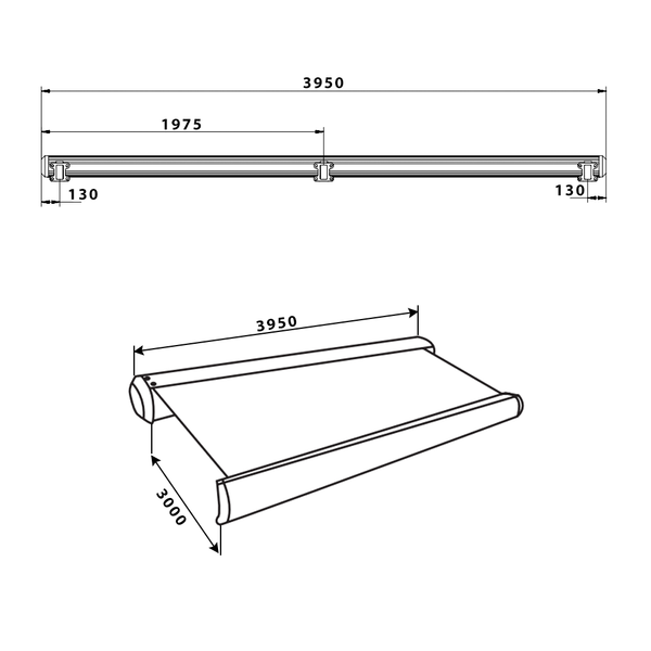 Markiza kasetowa pełna LED ELOS - 395 x 300 cm granatowo - biała