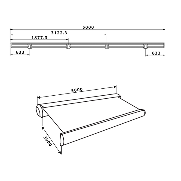 Markiza kasetowa pełna LED ELOS - 500 x 300 cm piaskowy