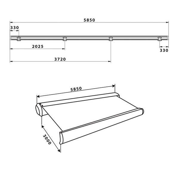 Markiza kasetowa pełna LED ELOS - 585 x 300 cm terakota