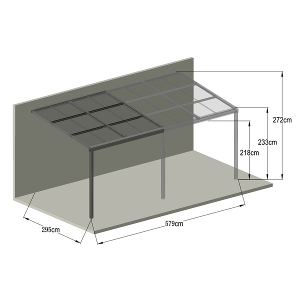 Zadaszenie tarasu SOLIS DELUXE - 600 x 300 x 218/272 cm