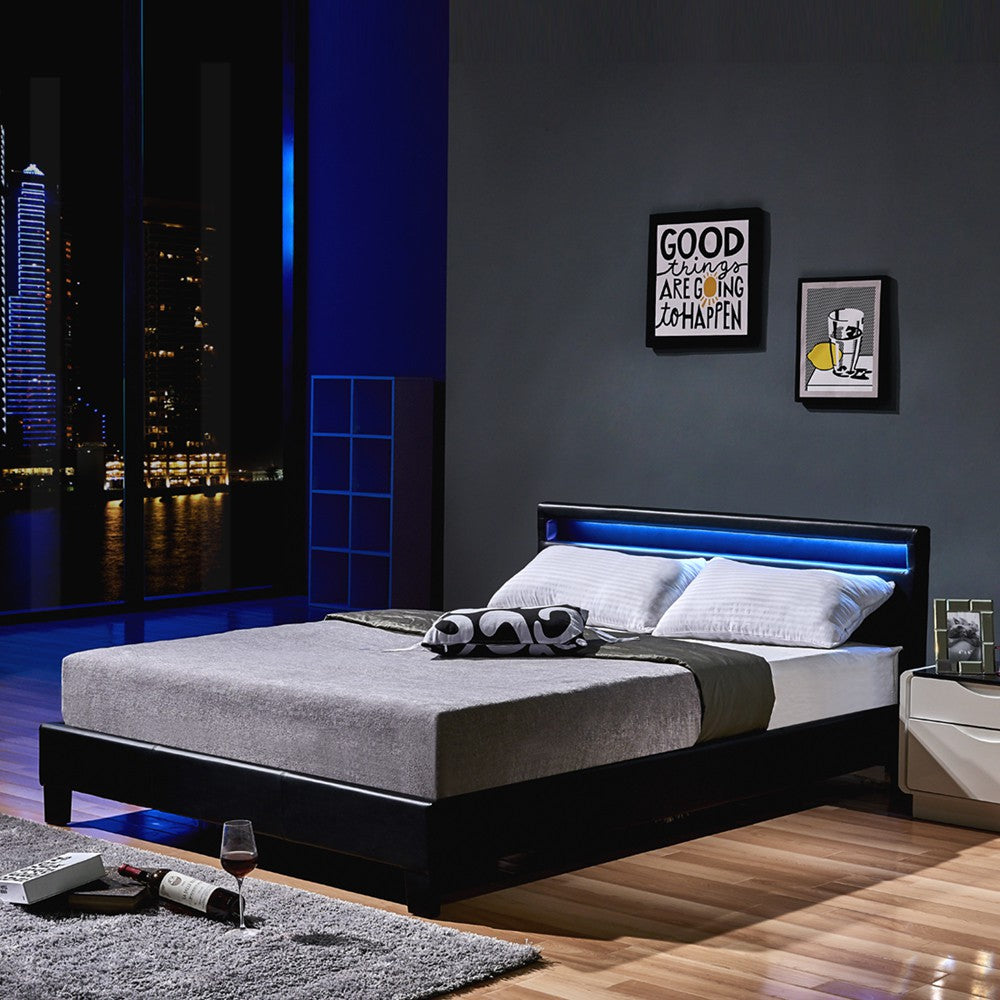 Łóżko LED ASTRO - 160 x 200 cm czarne